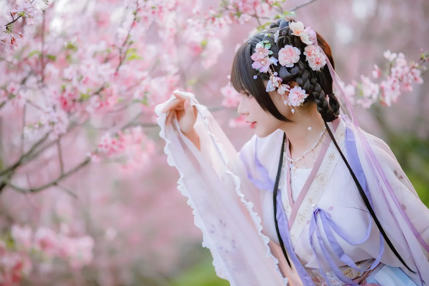 Nyako喵子 – NO.35 樱花汉服 花神祈愿 [52P]插图7